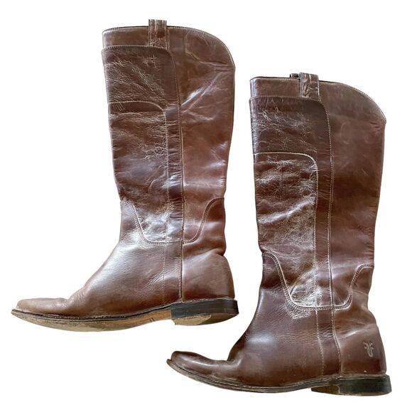 Frye Shoes - Frye Women's Paige Riding Distressed Brown Leather Tall Boots #77534 Size 7B